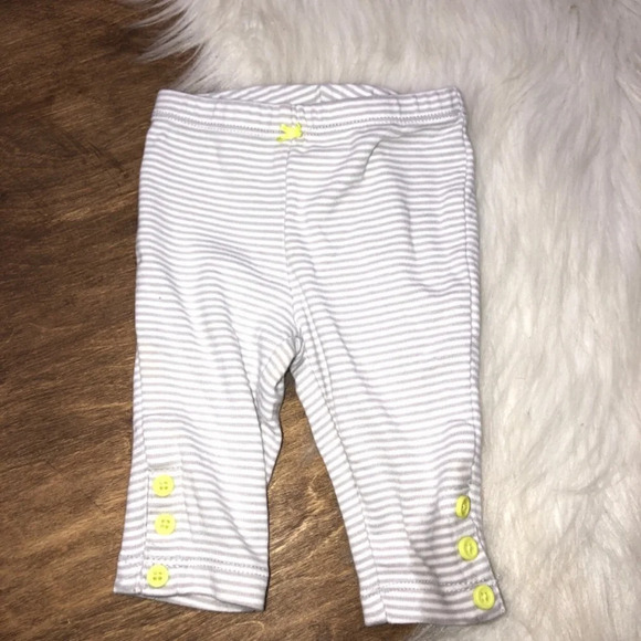 Carters Little Girls 3 Months Grey Striped Pants With Cute Button Detail - Picture 1 of 4